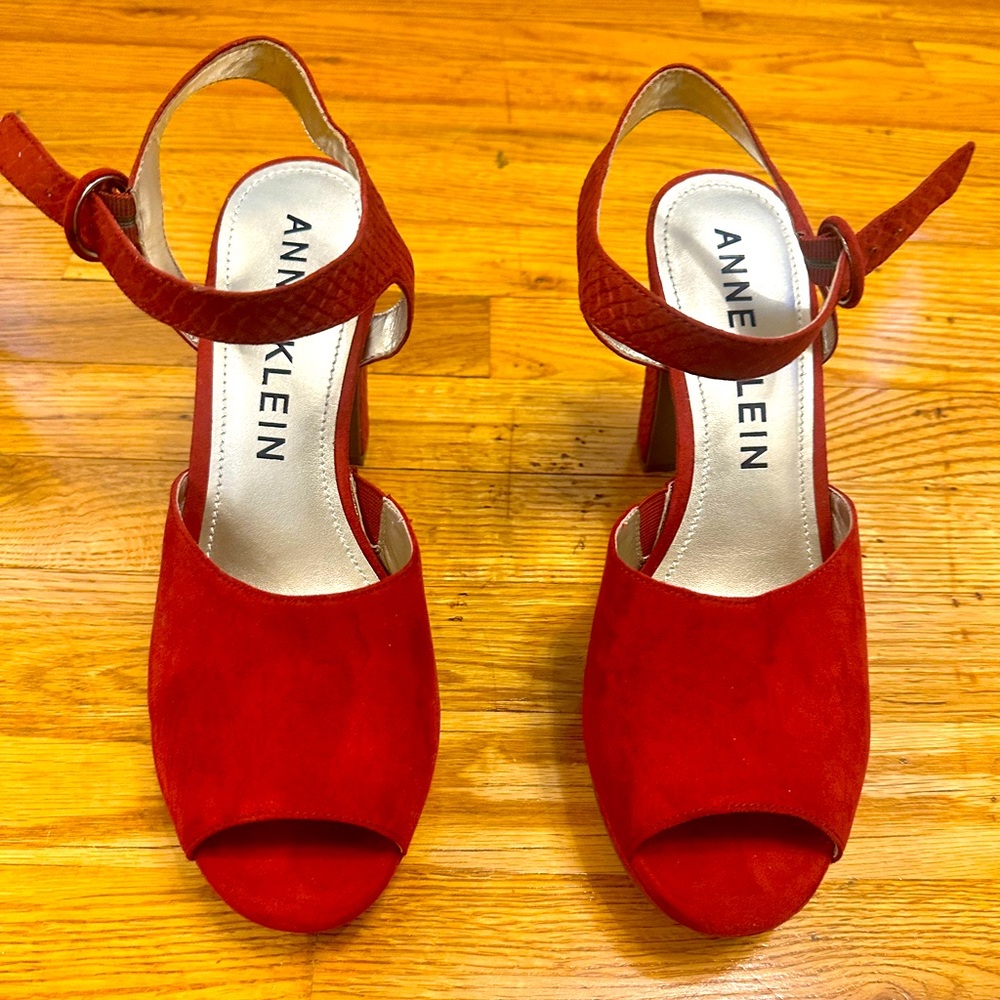 Red Suede platform sandals